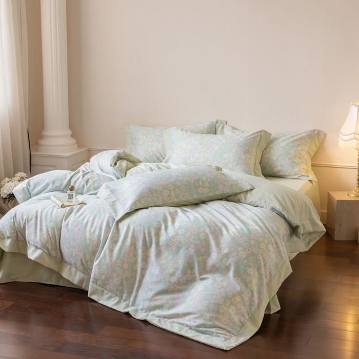 91家纺网 家纺一手货源 找家纺 巧玲珑 2025新款ABk版新疆棉双拼四件套（新花色已更新）流光花语