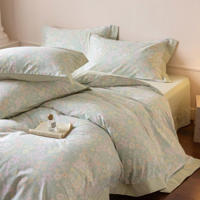 91家纺网 家纺一手货源 找家纺 巧玲珑 2025新款ABk版新疆棉双拼四件套（新花色已更新）流光花语