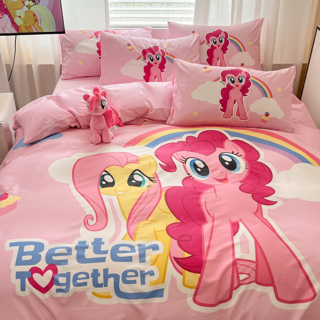 91家纺网 家纺一手货源 找家纺 暮思家居 2025新款正版授权小马宝莉大版全棉数码印花纯棉四件套 大版-柔柔碧琪