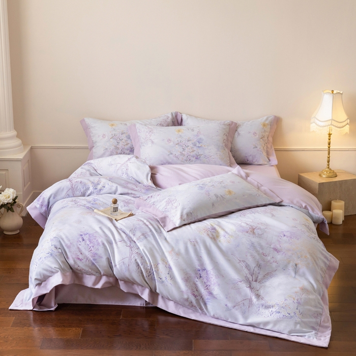 91家纺网 家纺一手货源 找家纺 巧玲珑 2025新款ABk版新疆棉双拼四件套（新花色已更新）四月花语