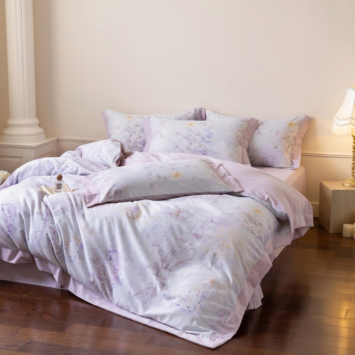 91家纺网 家纺一手货源 找家纺 巧玲珑 2025新款ABk版新疆棉双拼四件套（新花色已更新）四月花语