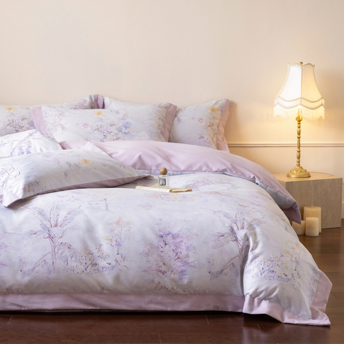 91家纺网 家纺一手货源 找家纺 巧玲珑 2025新款ABk版新疆棉双拼四件套（新花色已更新）四月花语