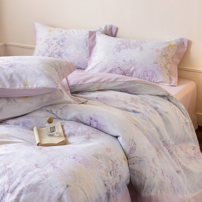 91家纺网 家纺一手货源 找家纺 巧玲珑 2025新款ABk版新疆棉双拼四件套（新花色已更新）四月花语