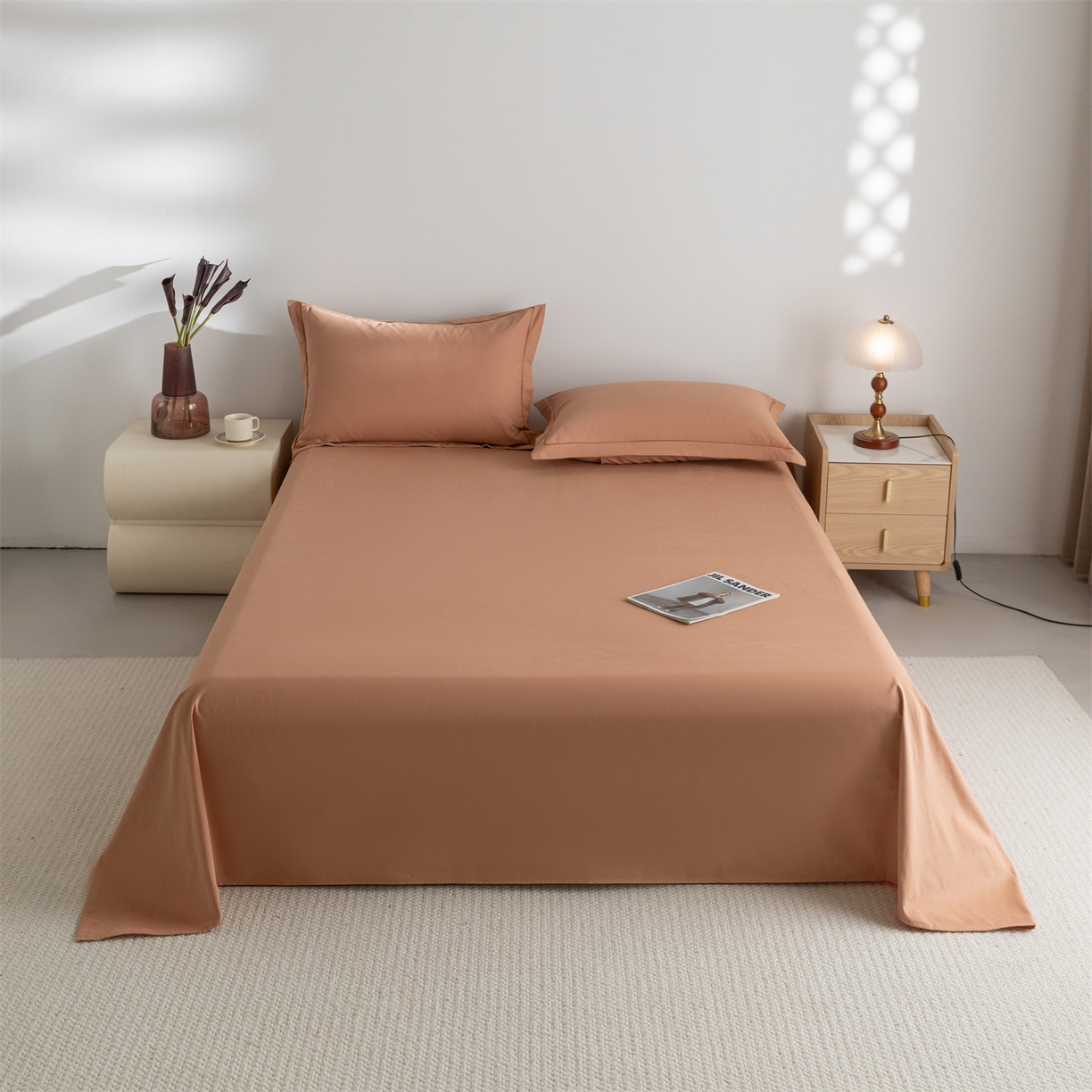 91家纺网 家纺一手货源 找家纺 宝时兰 2025新款加厚100%全棉高支高密长绒棉纯色磨毛床单纯棉单件床单-系列二【提供买家秀/可定制其他尺寸】 琥珀橙