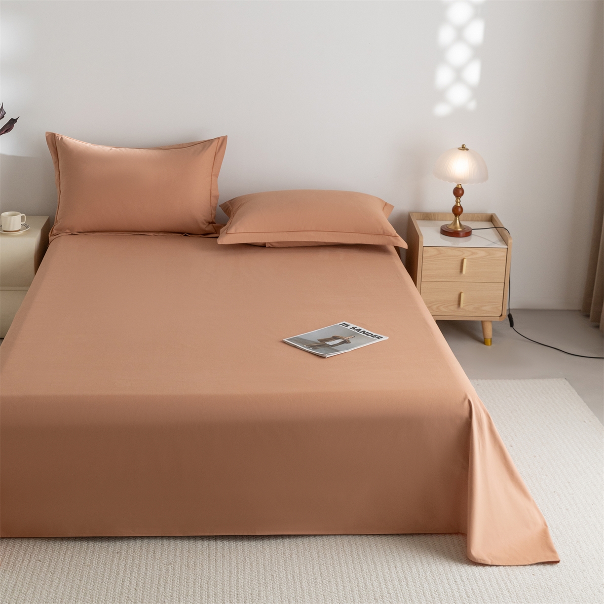 91家纺网 家纺一手货源 找家纺 宝时兰 2025新款加厚100%全棉高支高密长绒棉纯色磨毛床单纯棉单件床单-系列二【提供买家秀/可定制其他尺寸】 琥珀橙