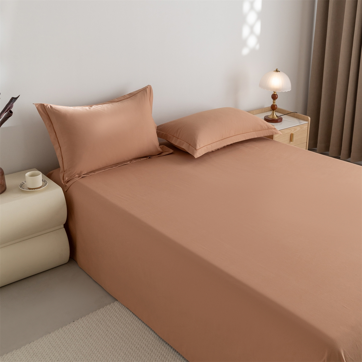 91家纺网 家纺一手货源 找家纺 宝时兰 2025新款加厚100%全棉高支高密长绒棉纯色磨毛床单纯棉单件床单-系列二【提供买家秀/可定制其他尺寸】 琥珀橙