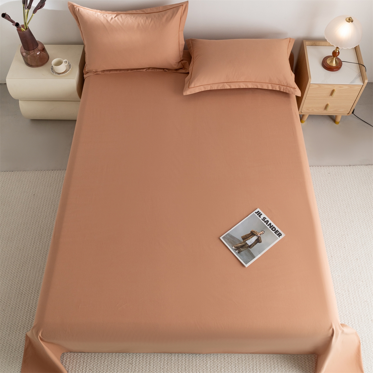 91家纺网 家纺一手货源 找家纺 宝时兰 2025新款加厚100%全棉高支高密长绒棉纯色磨毛床单纯棉单件床单-系列二【提供买家秀/可定制其他尺寸】 琥珀橙