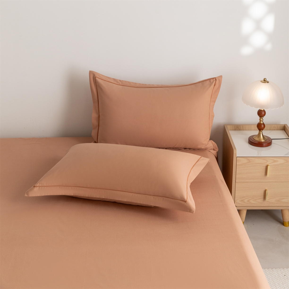 91家纺网 家纺一手货源 找家纺 宝时兰 2025新款加厚100%全棉高支高密长绒棉纯色磨毛床单纯棉单件床单-系列二【提供买家秀/可定制其他尺寸】 琥珀橙