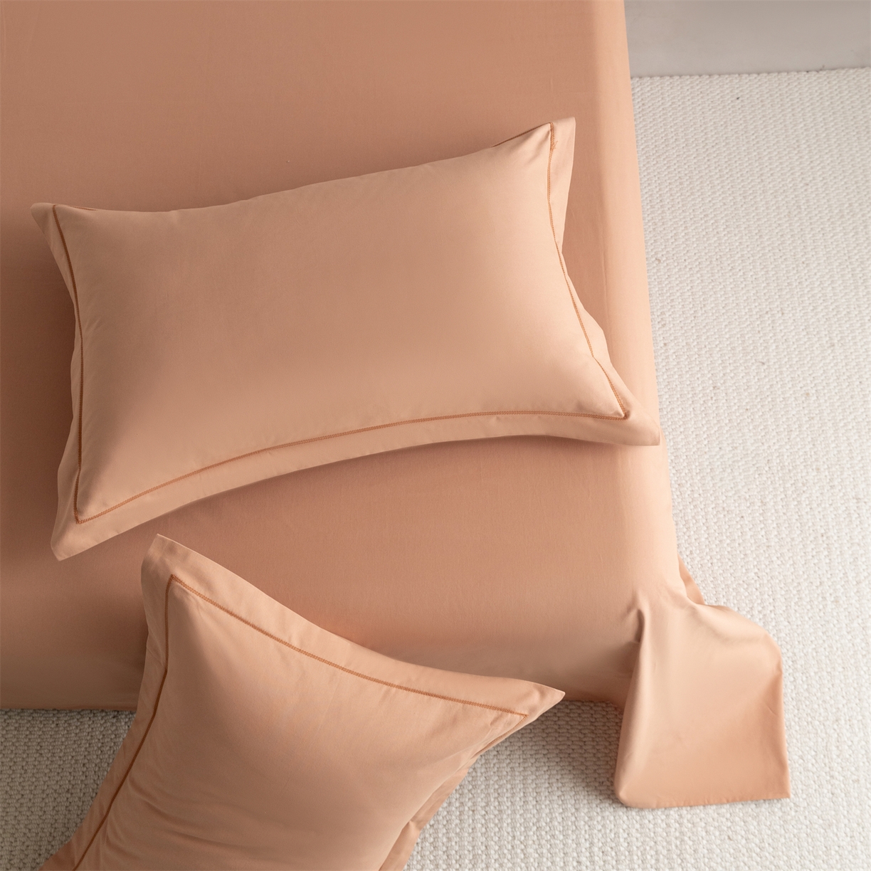 91家纺网 家纺一手货源 找家纺 宝时兰 2025新款加厚100%全棉高支高密长绒棉纯色磨毛床单纯棉单件床单-系列二【提供买家秀/可定制其他尺寸】 琥珀橙