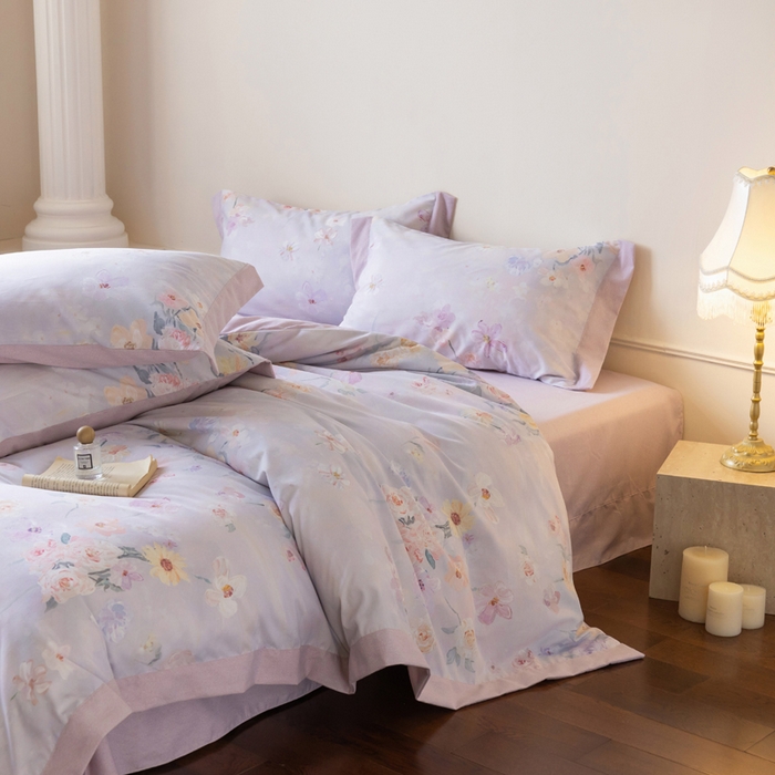 91家纺网 家纺一手货源 找家纺 巧玲珑 2025新款ABk版新疆棉双拼四件套（新花色已更新）苏醒玫瑰