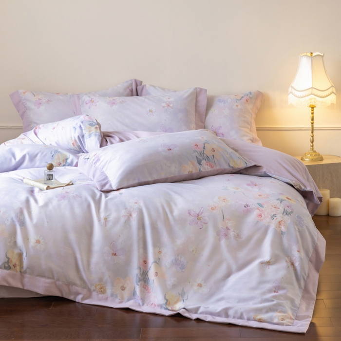 91家纺网 家纺一手货源 找家纺 巧玲珑 2025新款ABk版新疆棉双拼四件套（新花色已更新）苏醒玫瑰