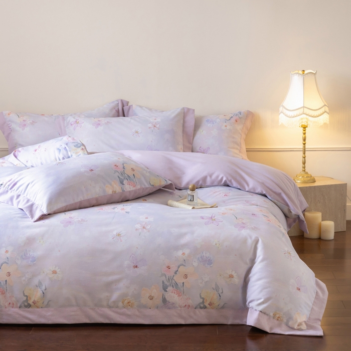 91家纺网 家纺一手货源 找家纺 巧玲珑 2025新款ABk版新疆棉双拼四件套（新花色已更新）苏醒玫瑰