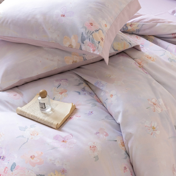 91家纺网 家纺一手货源 找家纺 巧玲珑 2025新款ABk版新疆棉双拼四件套（新花色已更新）苏醒玫瑰