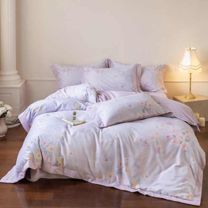 91家纺网 家纺一手货源 找家纺 巧玲珑 2025新款ABk版新疆棉双拼四件套（新花色已更新）苏醒玫瑰