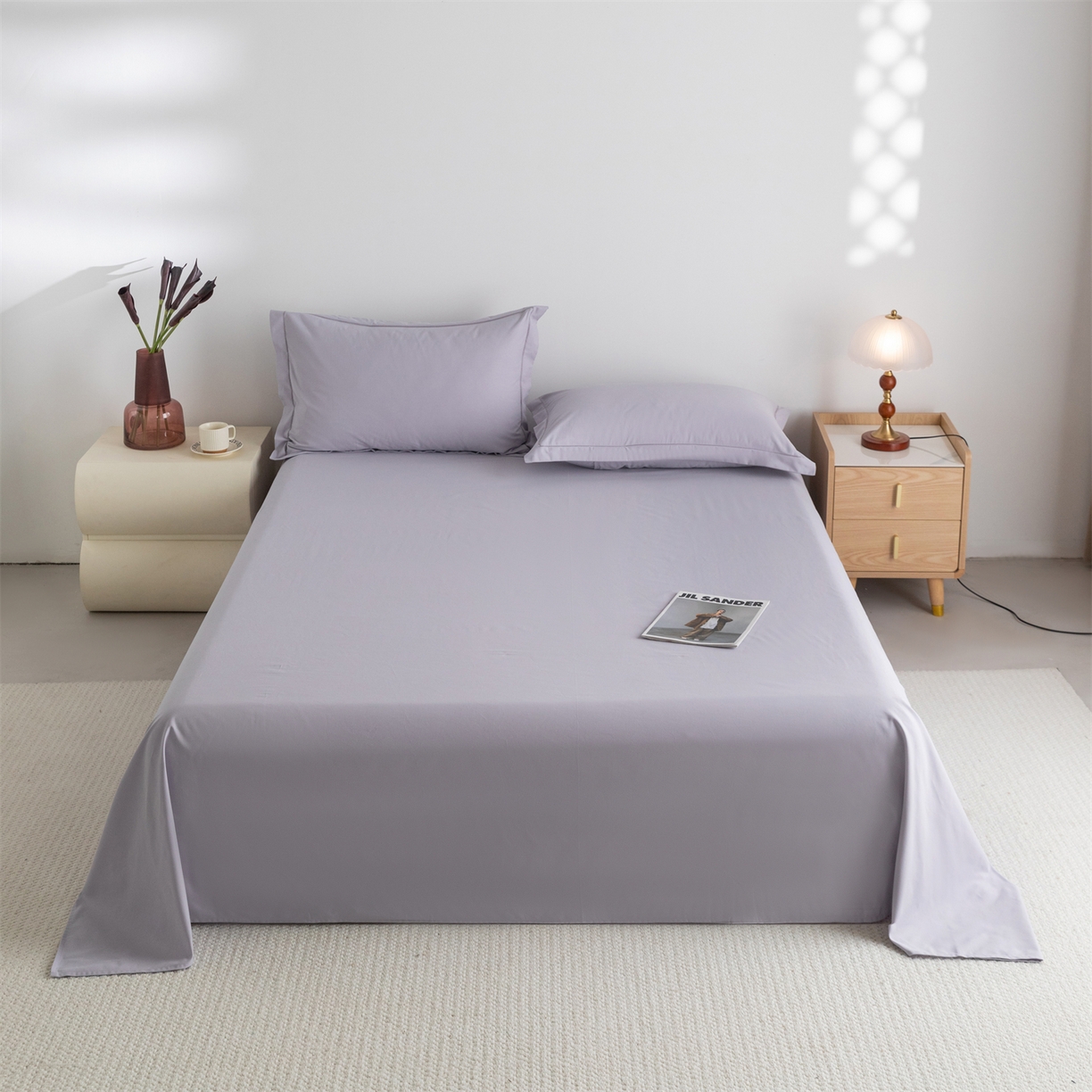 91家纺网 家纺一手货源 找家纺 宝时兰 2025新款加厚100%全棉高支高密长绒棉纯色磨毛床单纯棉单件床单-系列二【提供买家秀/可定制其他尺寸】 丁香紫