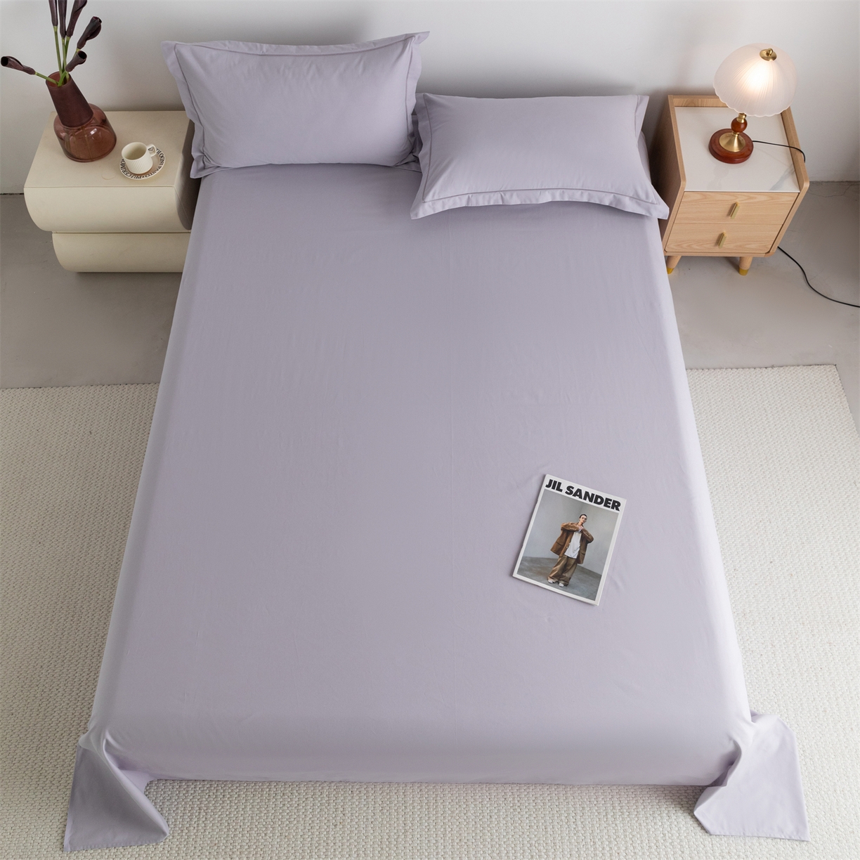 91家纺网 家纺一手货源 找家纺 宝时兰 2025新款加厚100%全棉高支高密长绒棉纯色磨毛床单纯棉单件床单-系列二【提供买家秀/可定制其他尺寸】 丁香紫