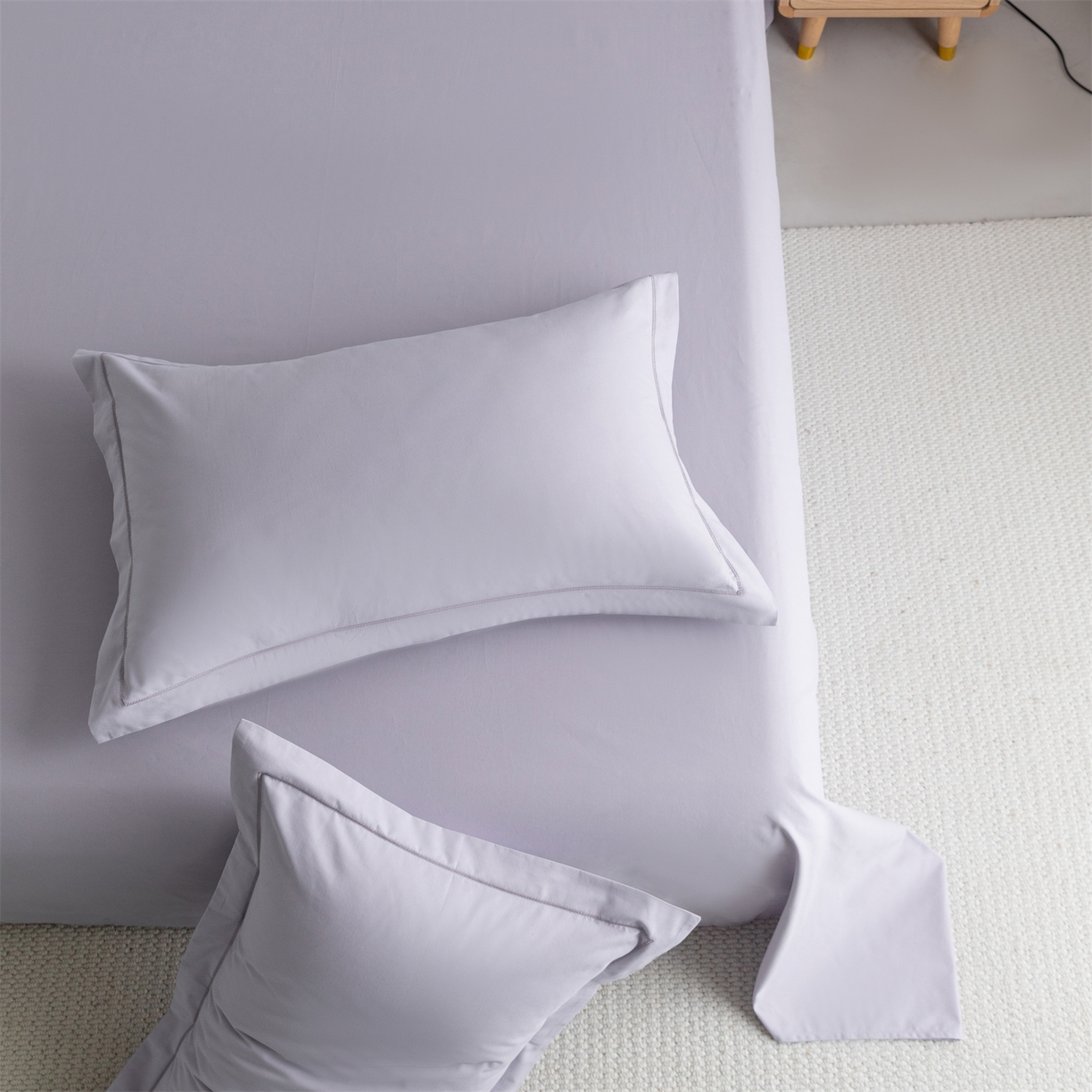 91家纺网 家纺一手货源 找家纺 宝时兰 2025新款加厚100%全棉高支高密长绒棉纯色磨毛床单纯棉单件床单-系列二【提供买家秀/可定制其他尺寸】 丁香紫