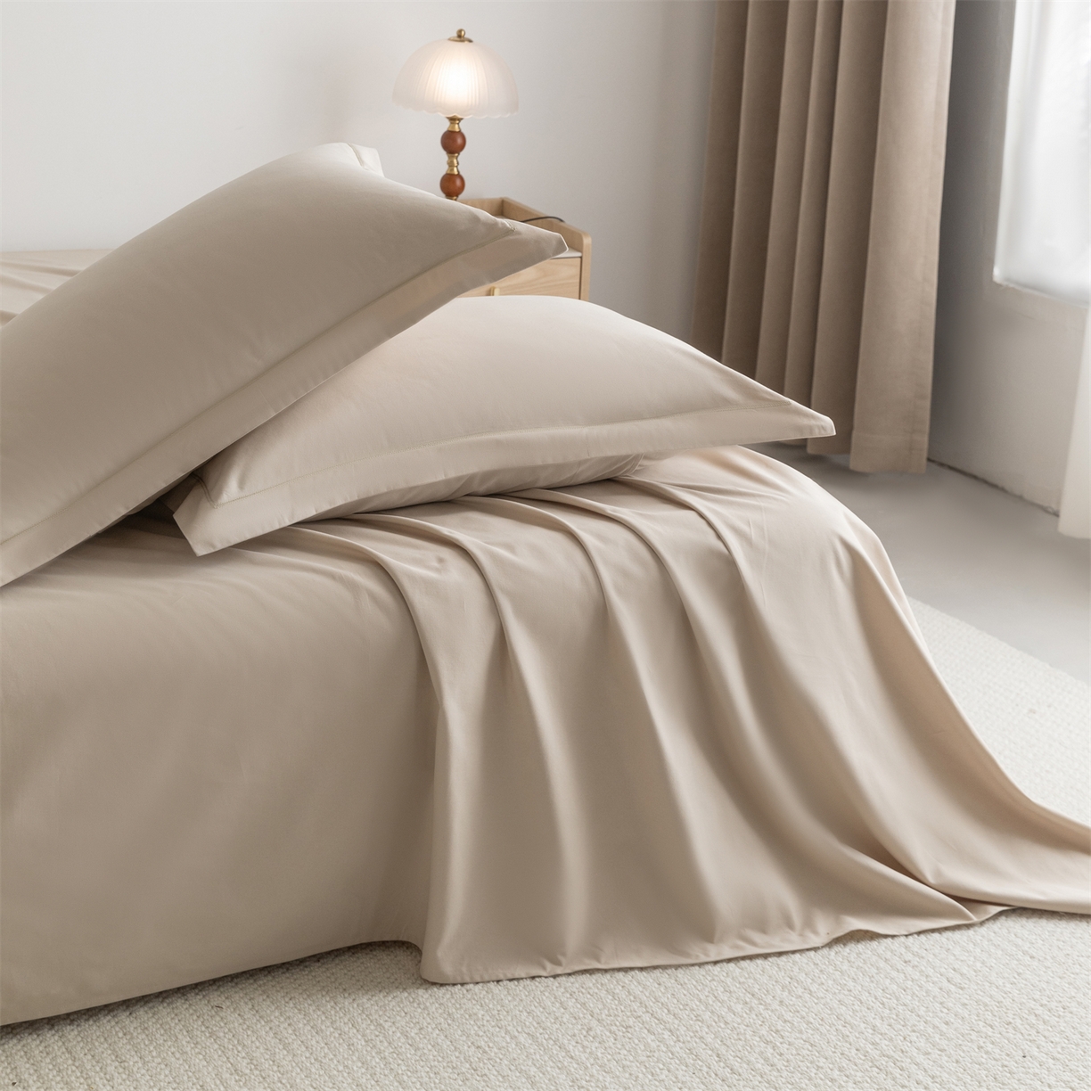 91家纺网 家纺一手货源 找家纺 宝时兰 2025新款加厚100%全棉高支高密长绒棉纯色磨毛床单纯棉单件床单-系列二【提供买家秀/可定制其他尺寸】 米卡