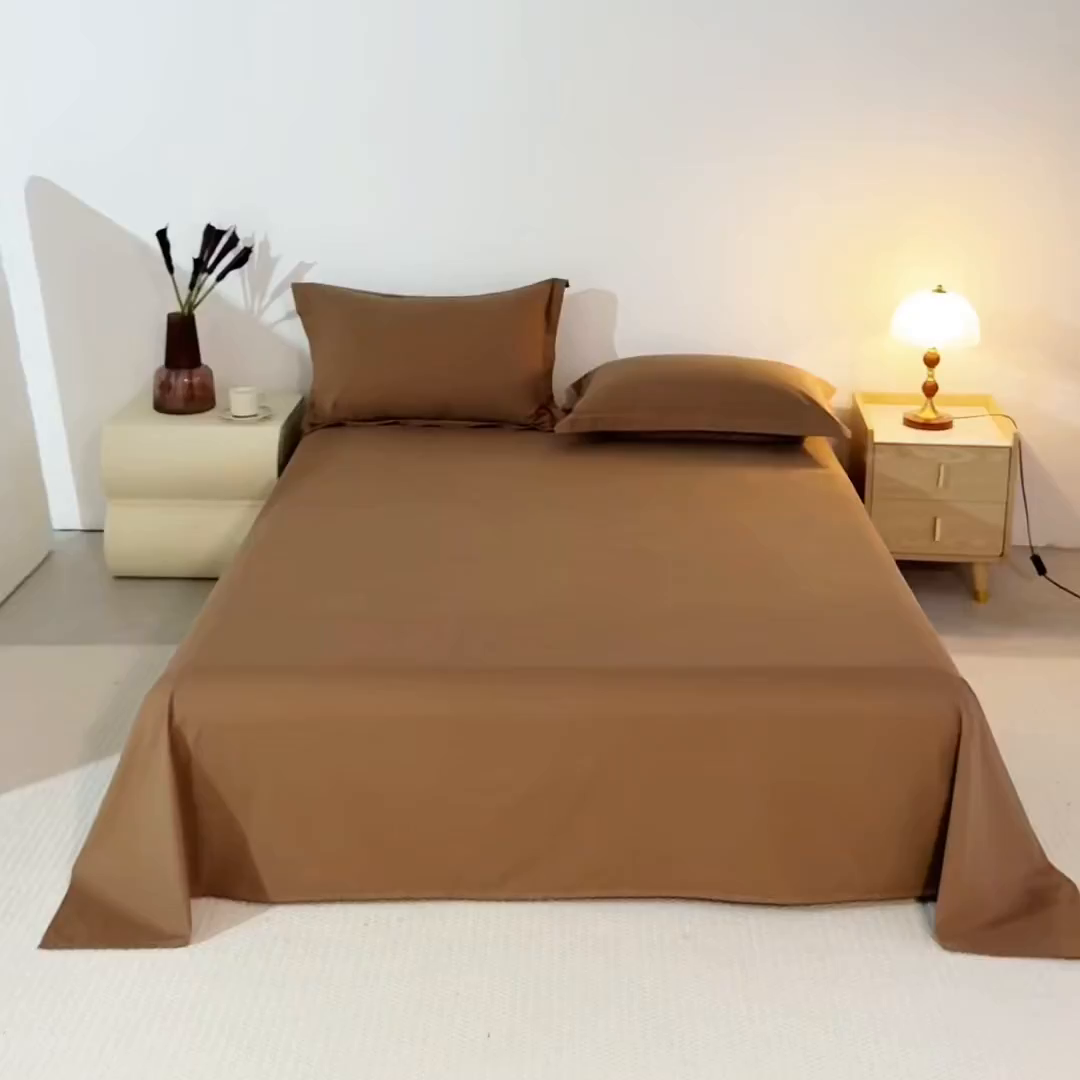 91家纺网 家纺一手货源 找家纺 宝时兰 2025新款加厚100%全棉高支高密长绒棉纯色磨毛床单纯棉单件床单-系列二【提供买家秀/可定制其他尺寸】 摩卡棕