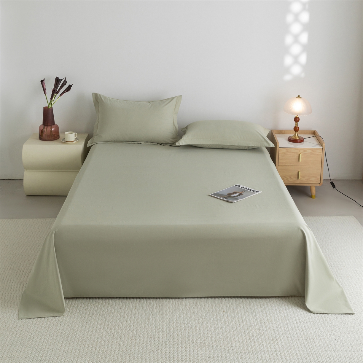 91家纺网 家纺一手货源 找家纺 宝时兰 2025新款加厚100%全棉高支高密长绒棉纯色磨毛床单纯棉单件床单-系列二【提供买家秀/可定制其他尺寸】 沫绿