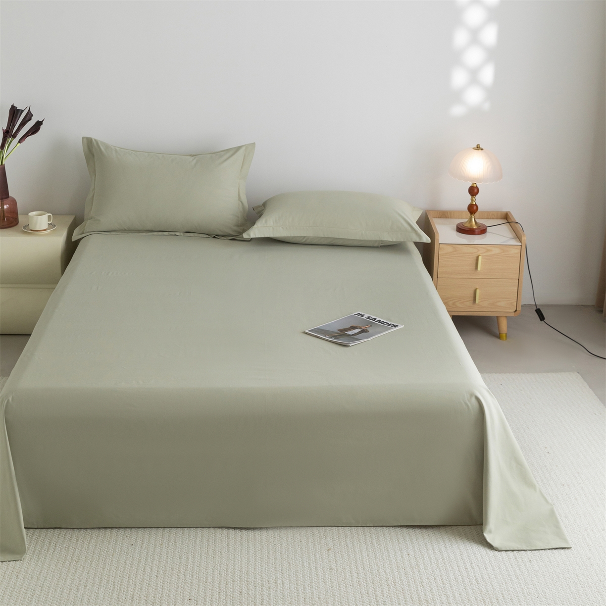 91家纺网 家纺一手货源 找家纺 宝时兰 2025新款加厚100%全棉高支高密长绒棉纯色磨毛床单纯棉单件床单-系列二【提供买家秀/可定制其他尺寸】 沫绿