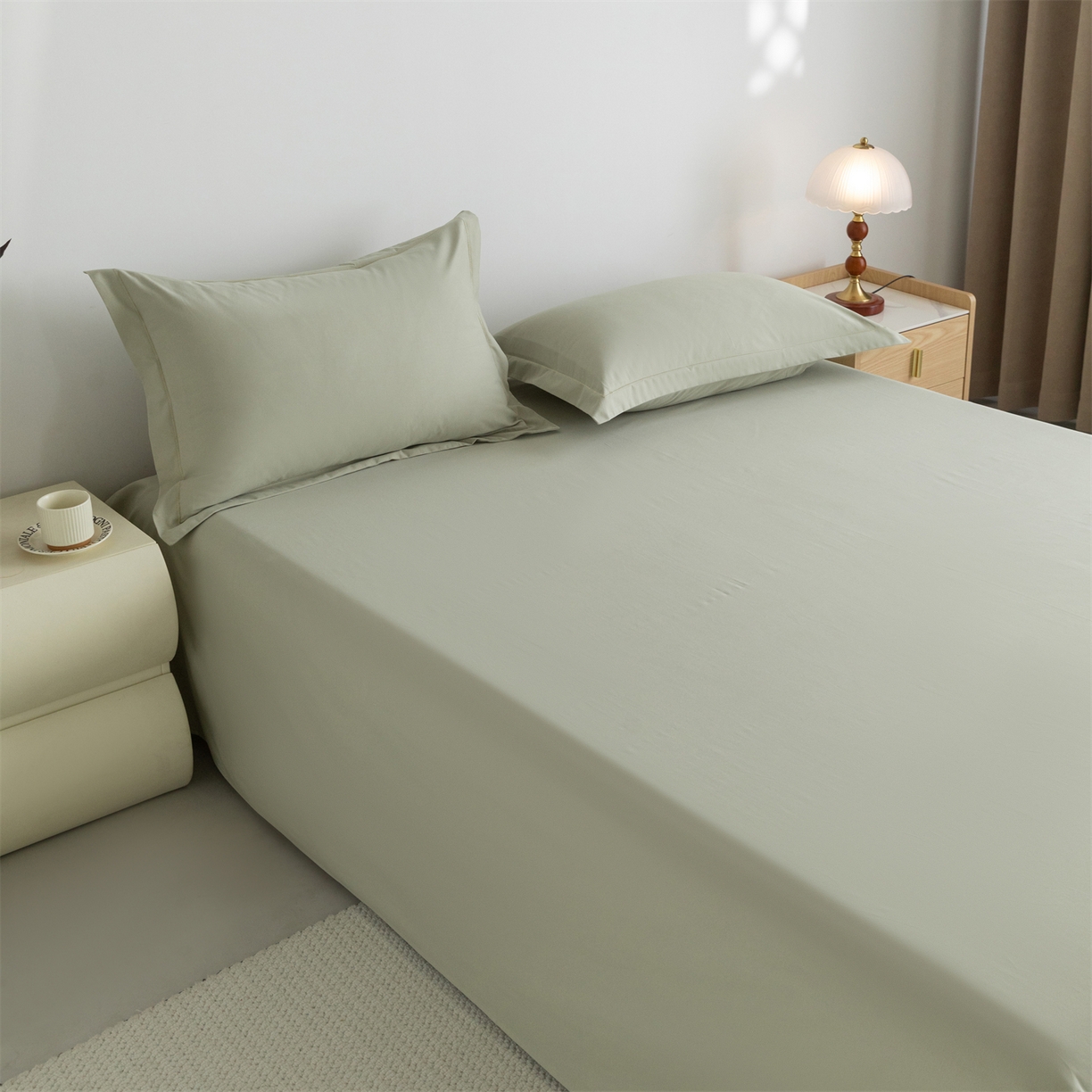 91家纺网 家纺一手货源 找家纺 宝时兰 2025新款加厚100%全棉高支高密长绒棉纯色磨毛床单纯棉单件床单-系列二【提供买家秀/可定制其他尺寸】 沫绿
