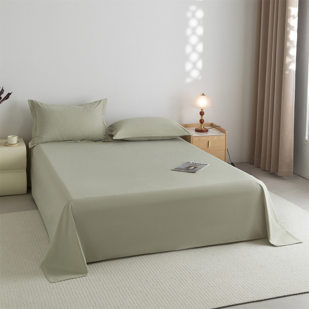 91家纺网 家纺一手货源 找家纺 宝时兰 2025新款加厚100%全棉高支高密长绒棉纯色磨毛床单纯棉单件床单-系列二【提供买家秀/可定制其他尺寸】 沫绿
