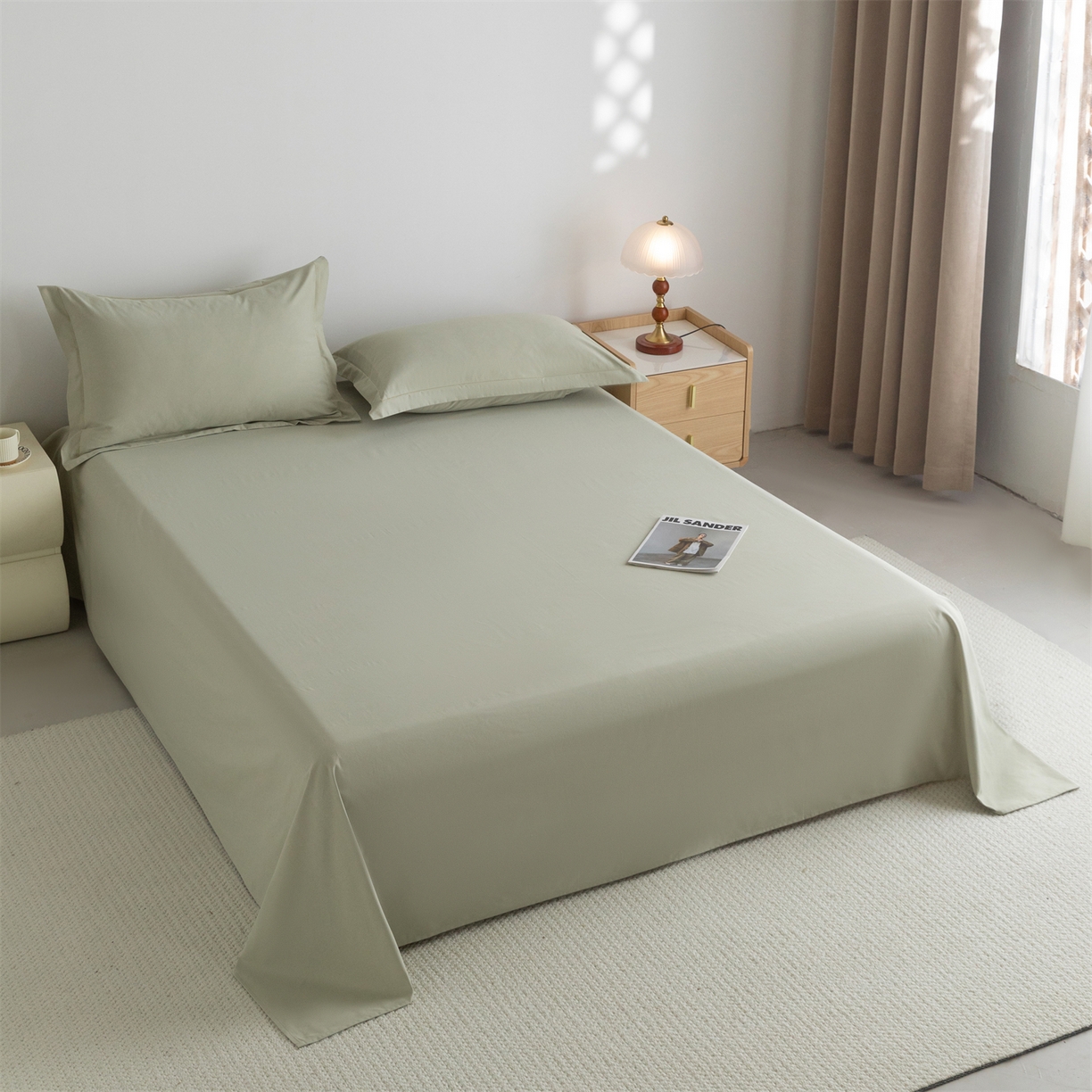 91家纺网 家纺一手货源 找家纺 宝时兰 2025新款加厚100%全棉高支高密长绒棉纯色磨毛床单纯棉单件床单-系列二【提供买家秀/可定制其他尺寸】 沫绿