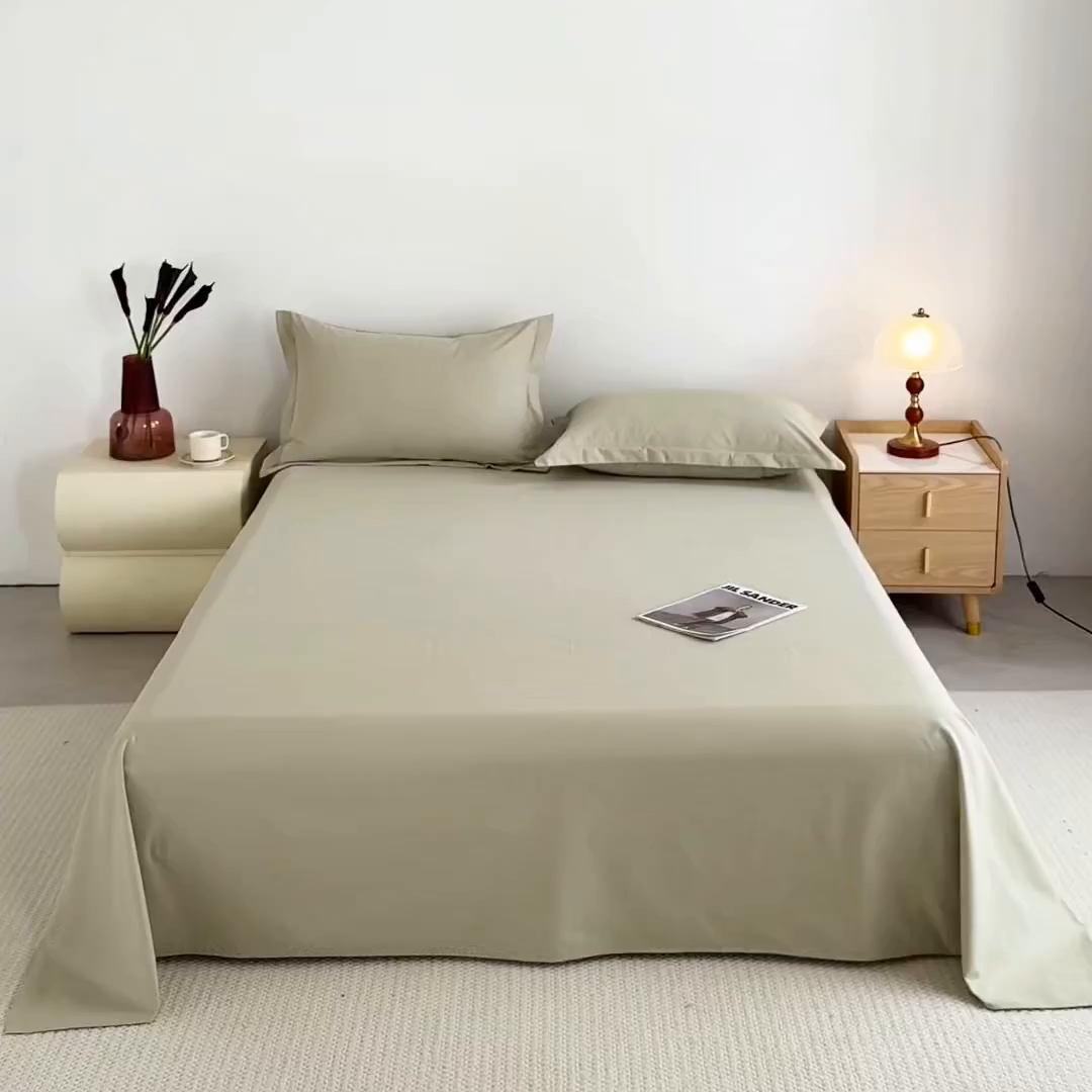 91家纺网 家纺一手货源 找家纺 宝时兰 2025新款加厚100%全棉高支高密长绒棉纯色磨毛床单纯棉单件床单-系列二【提供买家秀/可定制其他尺寸】 沫绿