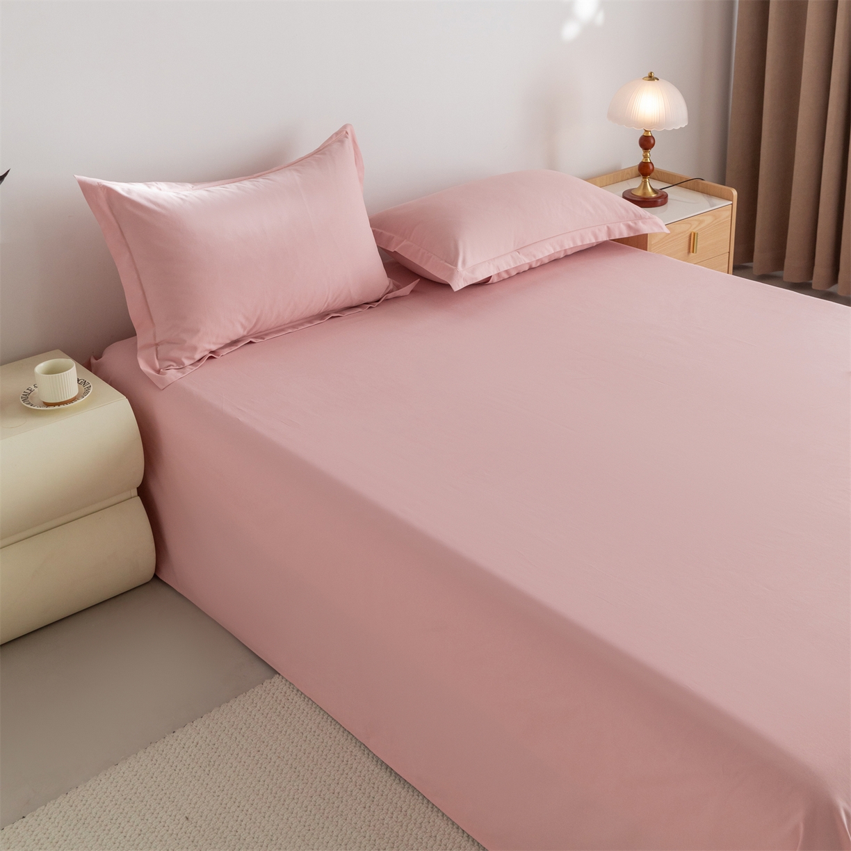 91家纺网 家纺一手货源 找家纺 宝时兰 2025新款加厚100%全棉高支高密长绒棉纯色磨毛床单纯棉单件床单-系列二【提供买家秀/可定制其他尺寸】 木槿粉