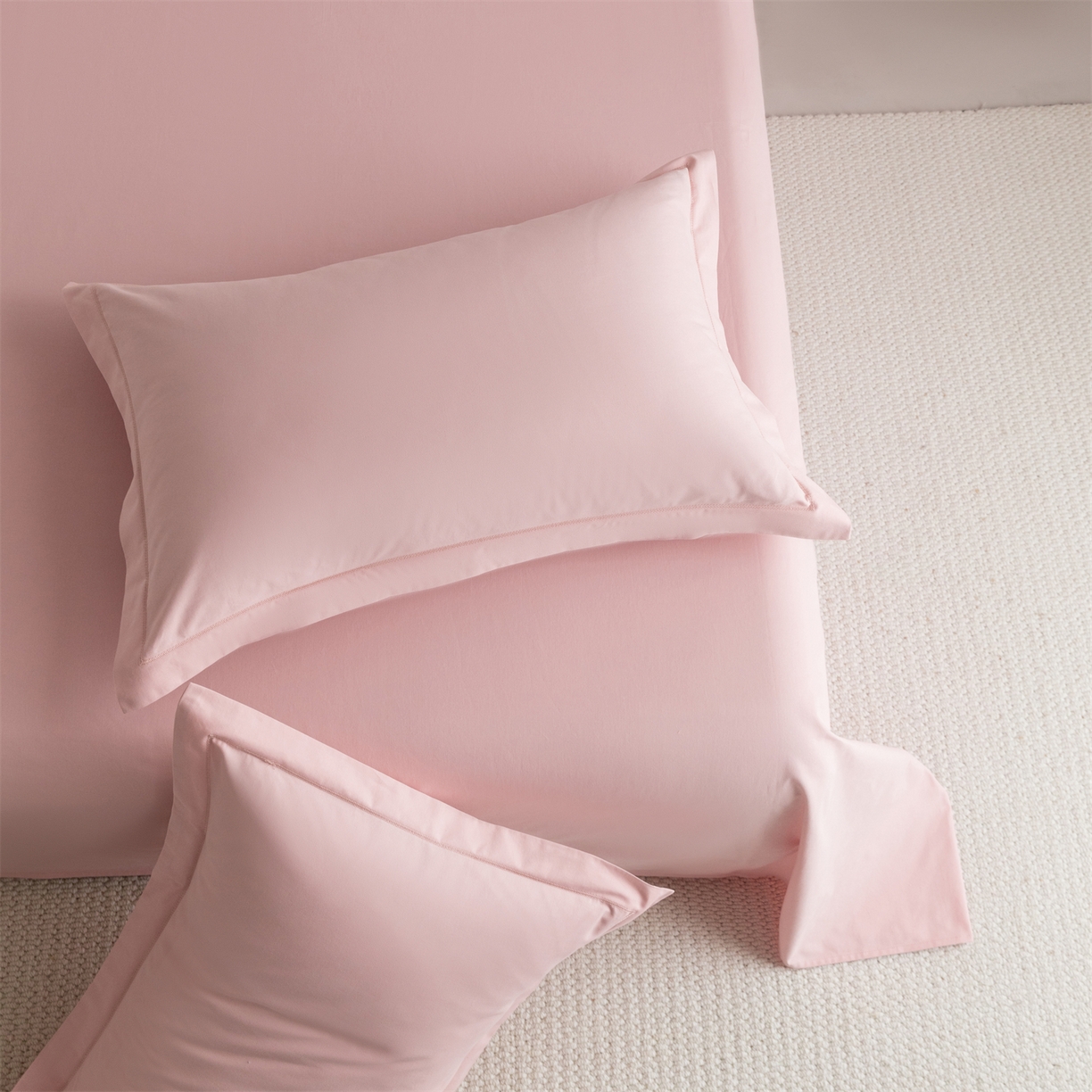 91家纺网 家纺一手货源 找家纺 宝时兰 2025新款加厚100%全棉高支高密长绒棉纯色磨毛床单纯棉单件床单-系列二【提供买家秀/可定制其他尺寸】 木槿粉