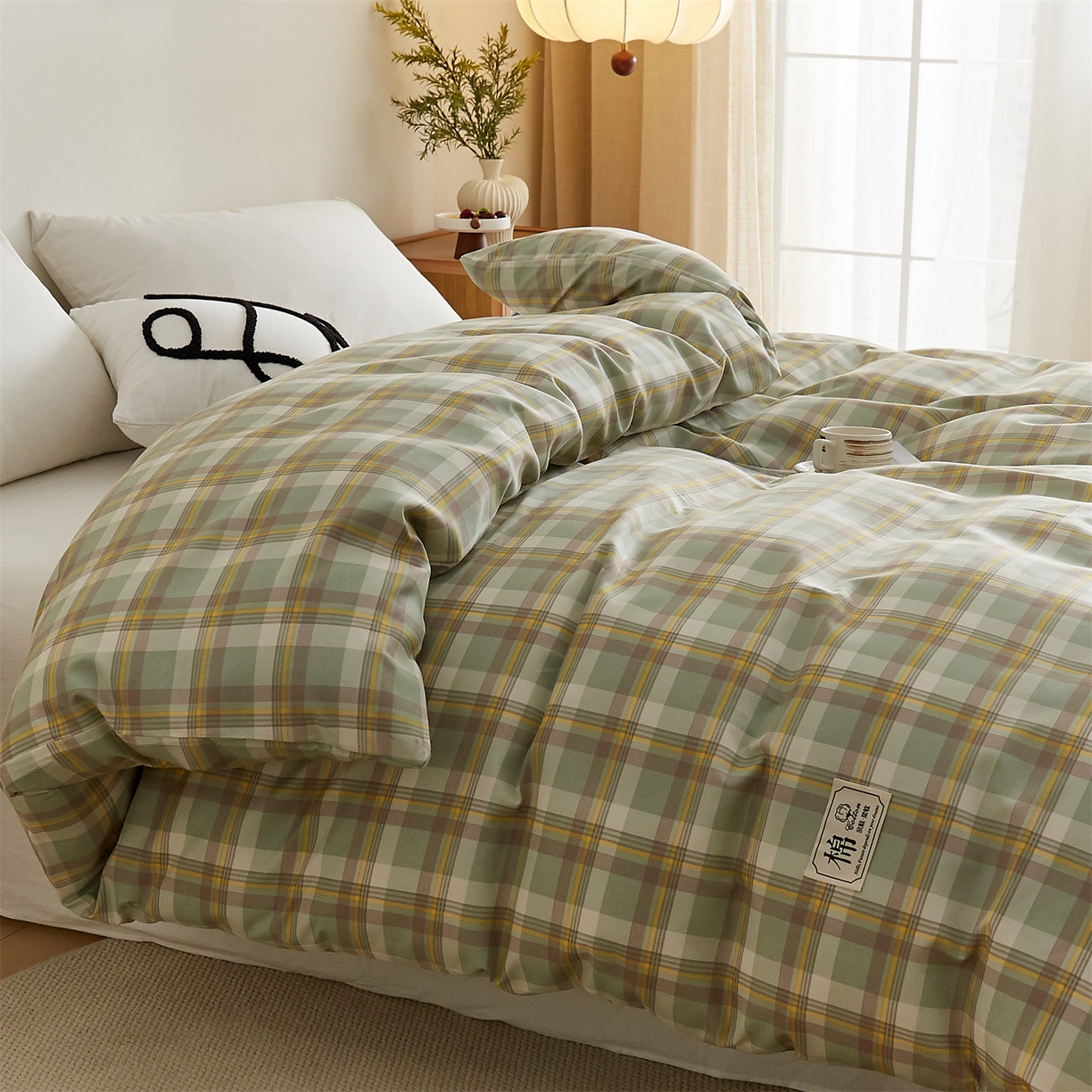 91家纺网 家纺一手货源 找家纺 凡心 2025新款可拆洗冬被被子被芯 绿小格