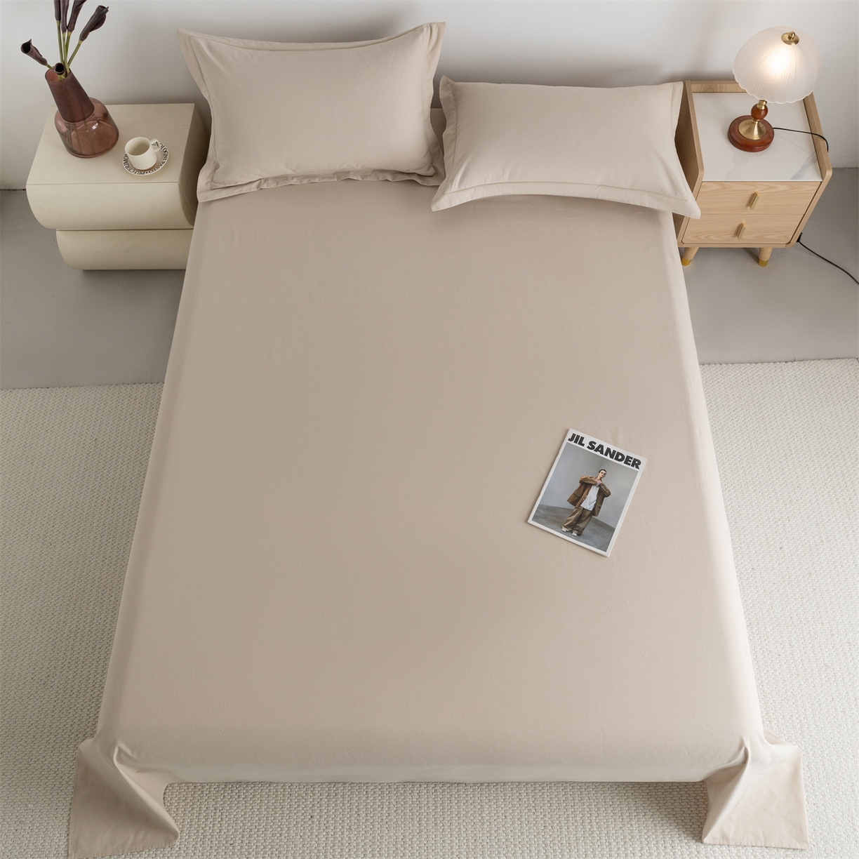 91家纺网 家纺一手货源 找家纺 宝时兰 2025新款加厚100%全棉高支高密长绒棉纯色磨毛床单纯棉单件床单-系列二【提供买家秀/可定制其他尺寸】 奶黄