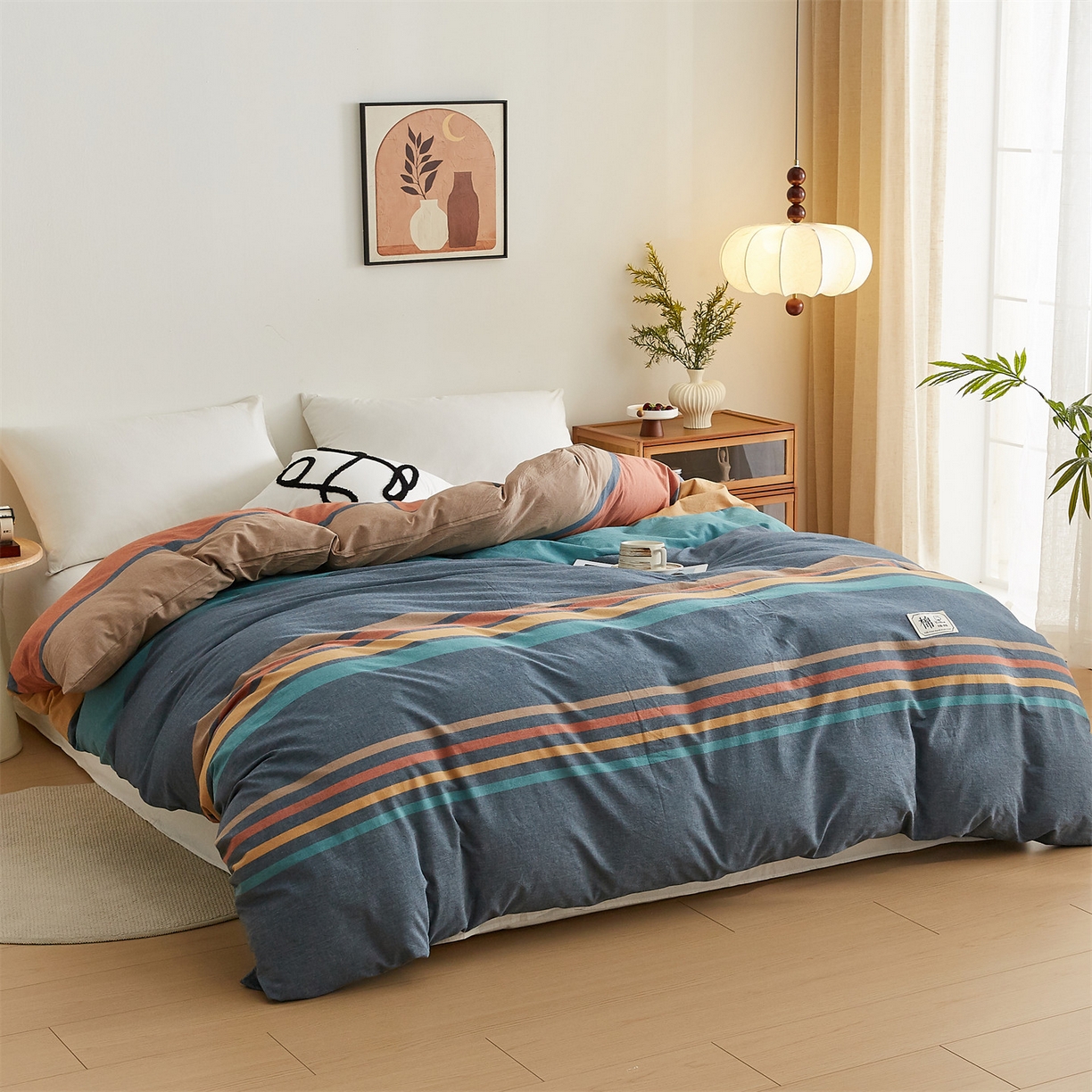 91家纺网 家纺一手货源 找家纺 凡心 2025新款可拆洗冬被被子被芯 兰陵彩条