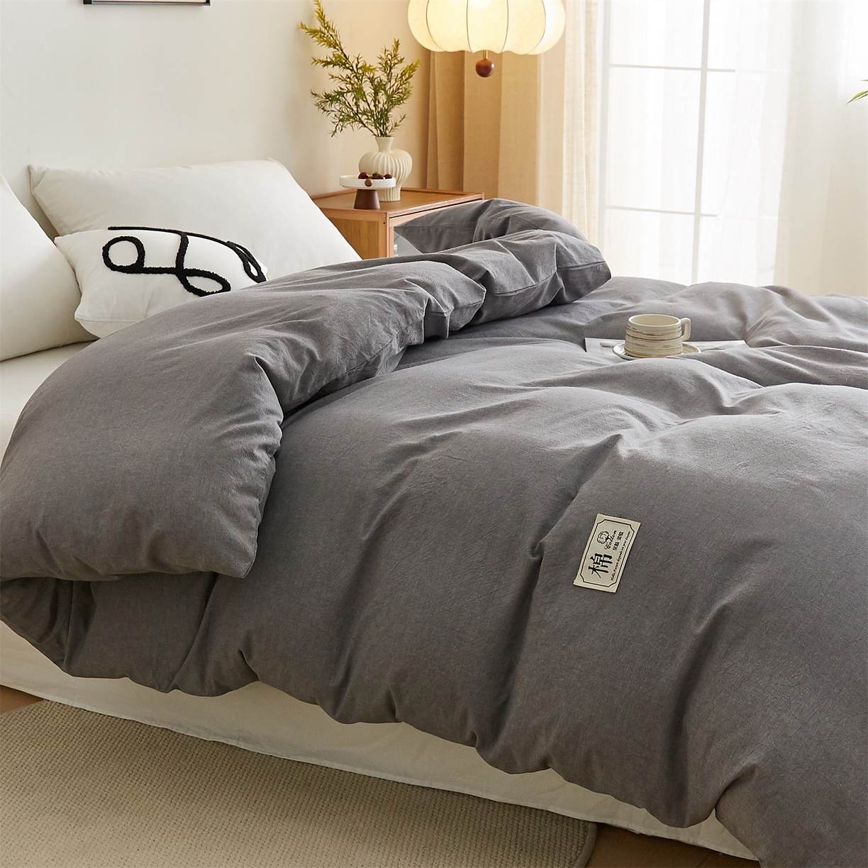 91家纺网 家纺一手货源 找家纺 凡心 2025新款可拆洗冬被被子被芯 雅致灰