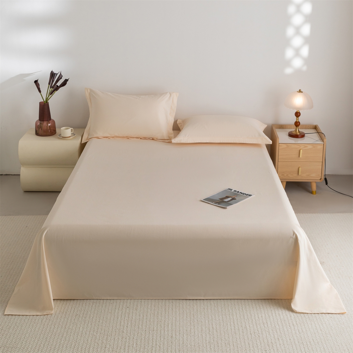 91家纺网 家纺一手货源 找家纺 宝时兰 2025新款加厚100%全棉高支高密长绒棉纯色磨毛床单纯棉单件床单-系列二【提供买家秀/可定制其他尺寸】 奶黄