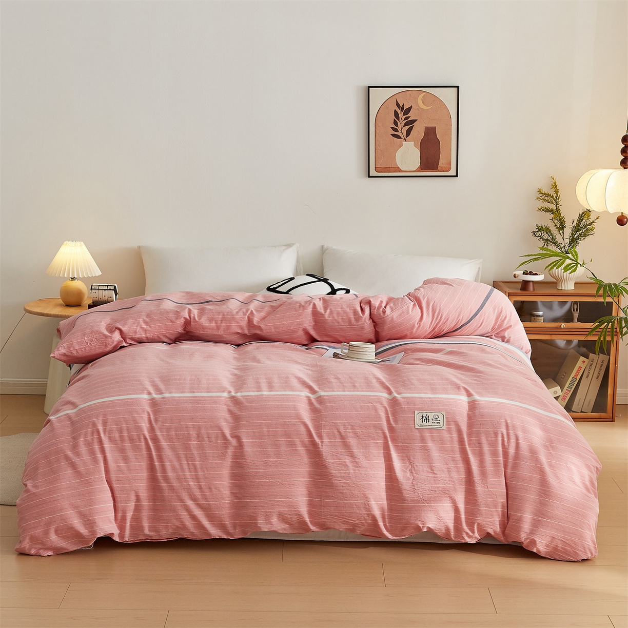 91家纺网 家纺一手货源 找家纺 凡心 2025新款可拆洗冬被被子被芯 条纹粉