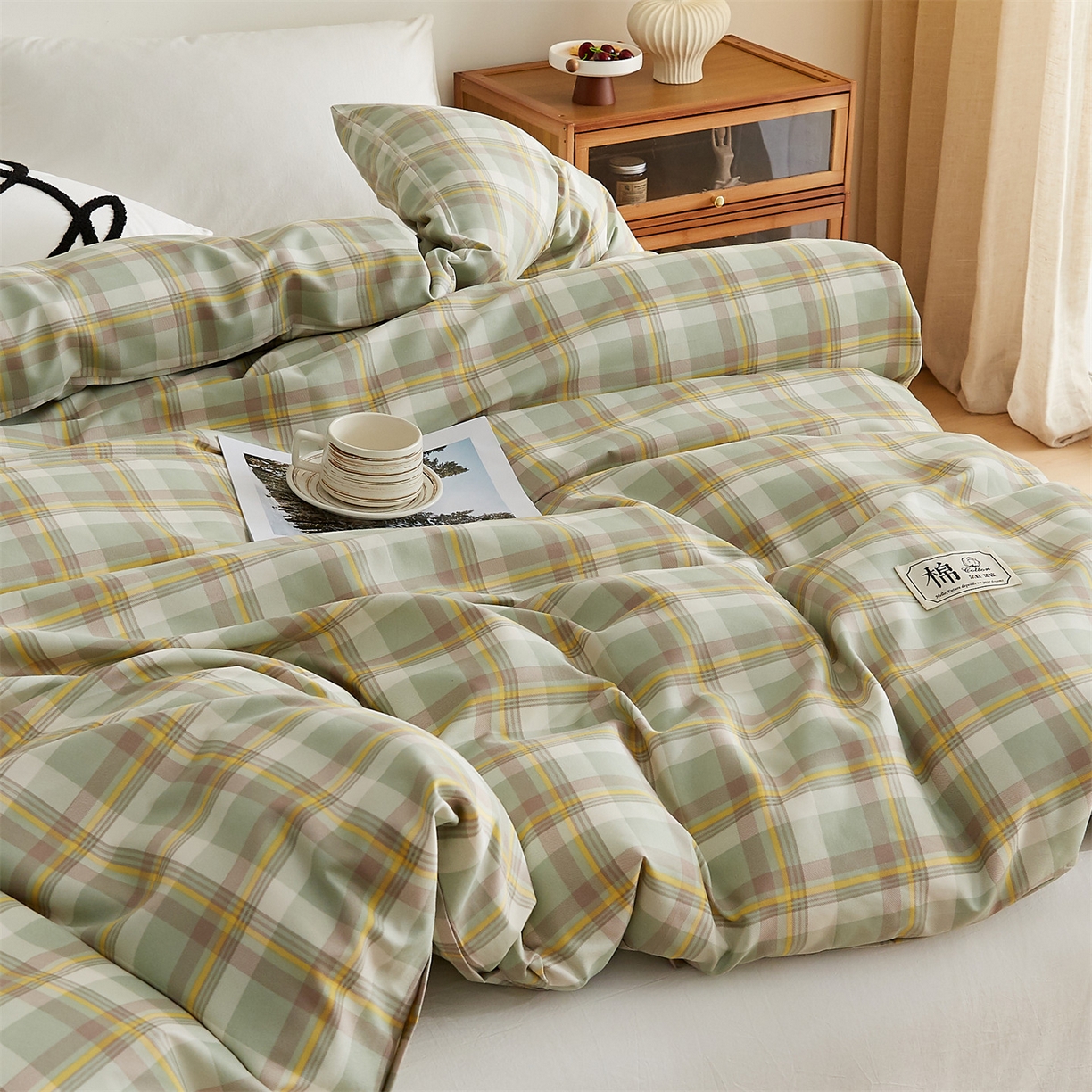 91家纺网 家纺一手货源 找家纺 凡心 2025新款可拆洗冬被被子被芯 绿小格