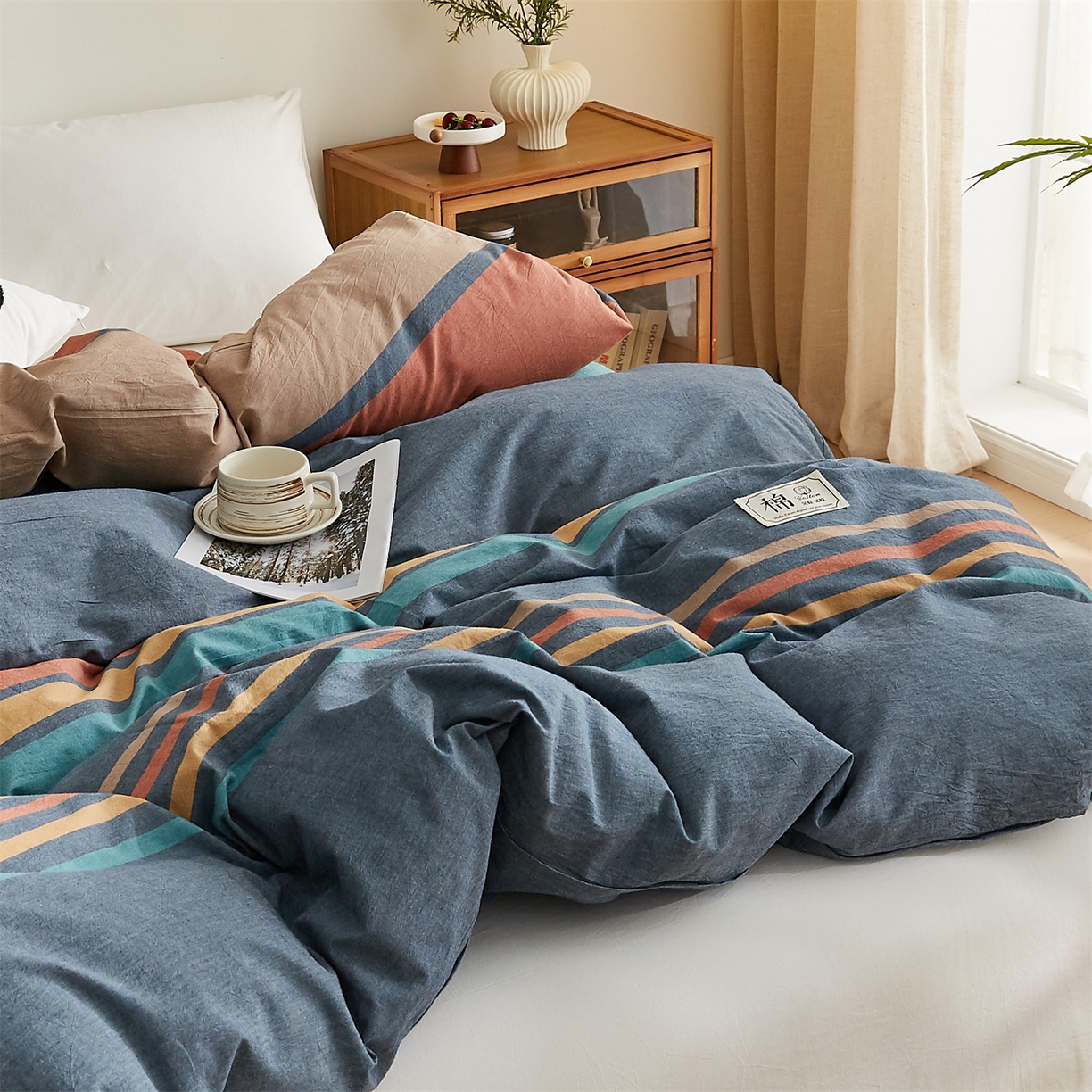 91家纺网 家纺一手货源 找家纺 凡心 2025新款可拆洗冬被被子被芯 兰陵彩条