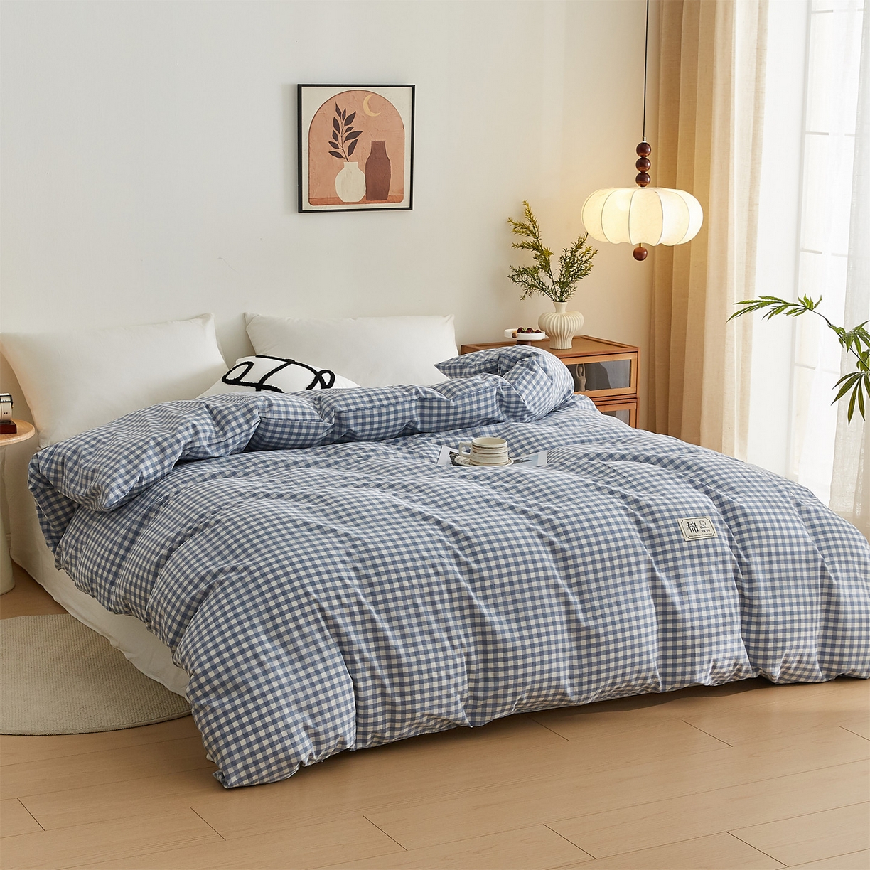 91家纺网 家纺一手货源 找家纺 凡心 2025新款可拆洗冬被被子被芯 蓝小格