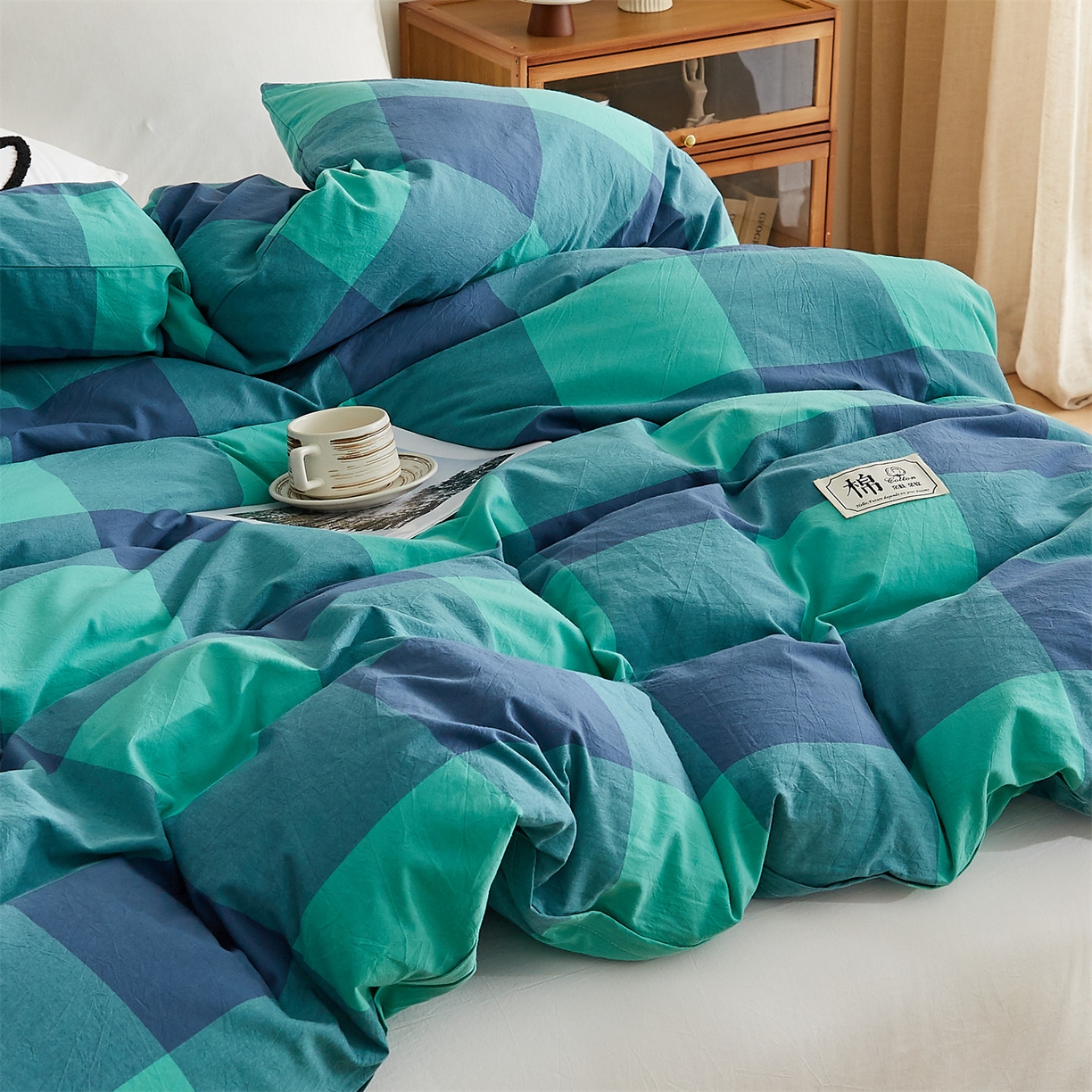 91家纺网 家纺一手货源 找家纺 凡心 2025新款可拆洗冬被被子被芯 绿大格
