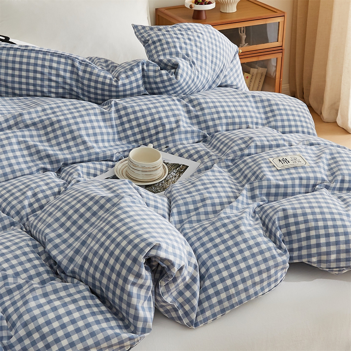 91家纺网 家纺一手货源 找家纺 凡心 2025新款可拆洗冬被被子被芯 蓝小格