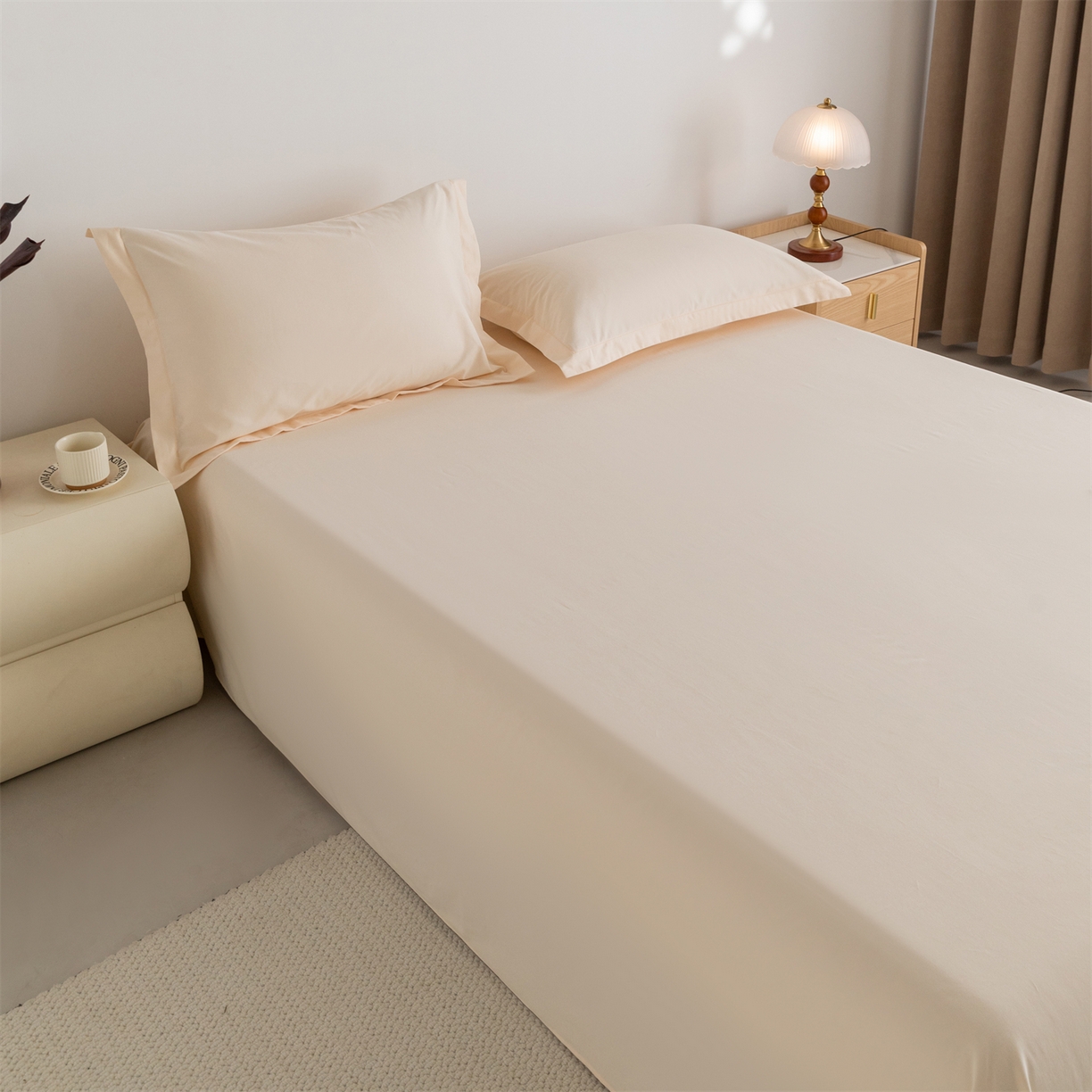 91家纺网 家纺一手货源 找家纺 宝时兰 2025新款加厚100%全棉高支高密长绒棉纯色磨毛床单纯棉单件床单-系列二【提供买家秀/可定制其他尺寸】 奶黄