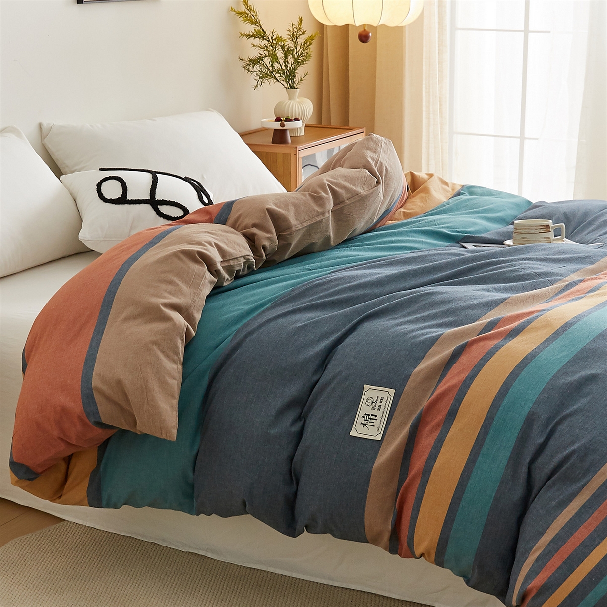 91家纺网 家纺一手货源 找家纺 凡心 2025新款可拆洗冬被被子被芯 兰陵彩条