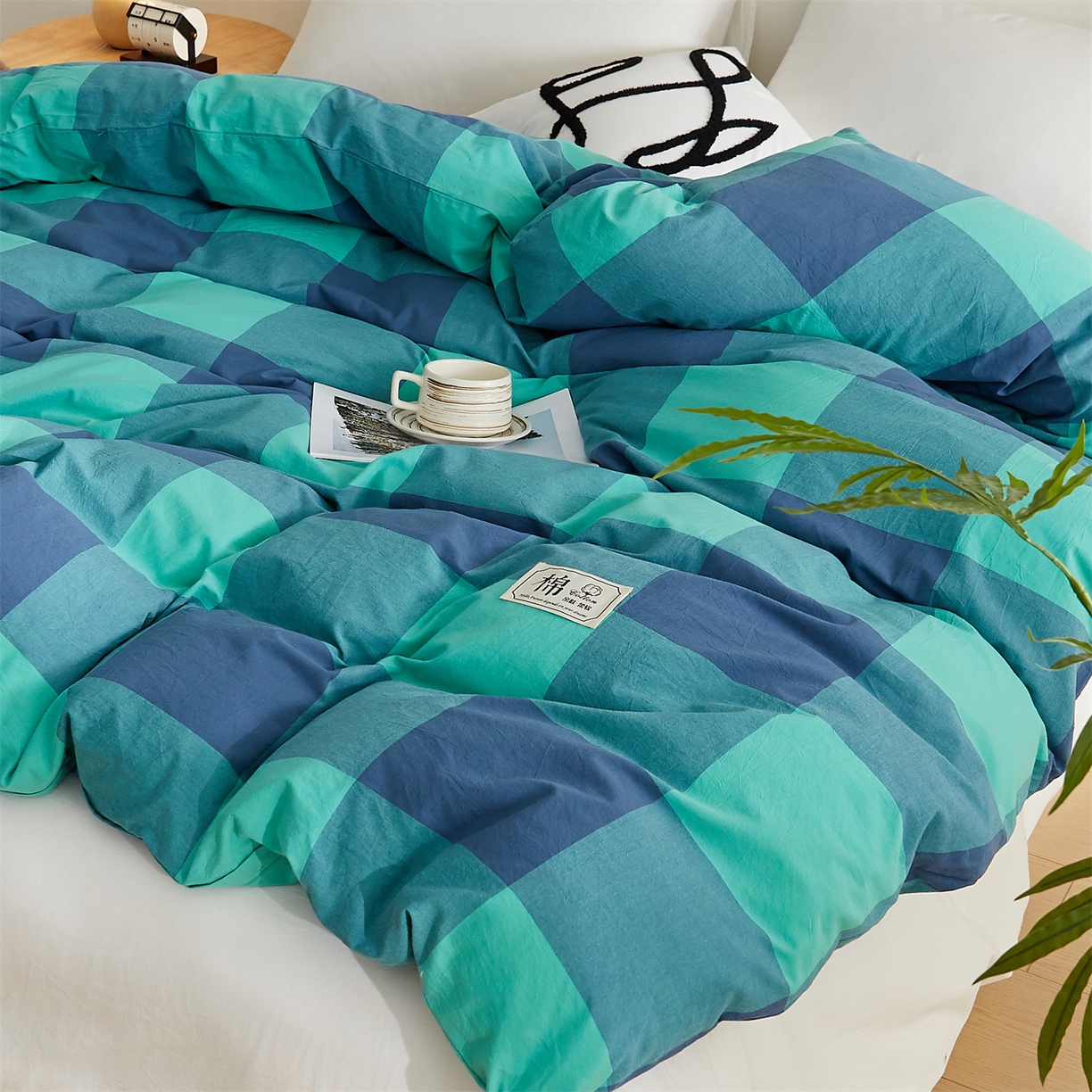 91家纺网 家纺一手货源 找家纺 凡心 2025新款可拆洗冬被被子被芯 绿大格