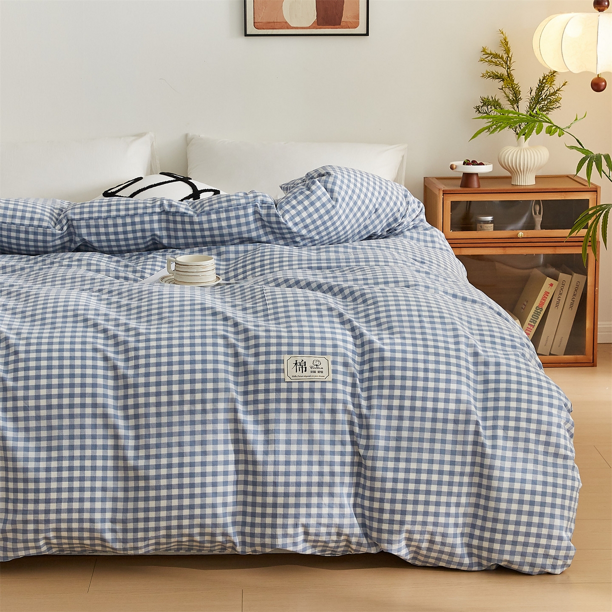 91家纺网 家纺一手货源 找家纺 凡心 2025新款可拆洗冬被被子被芯 蓝小格