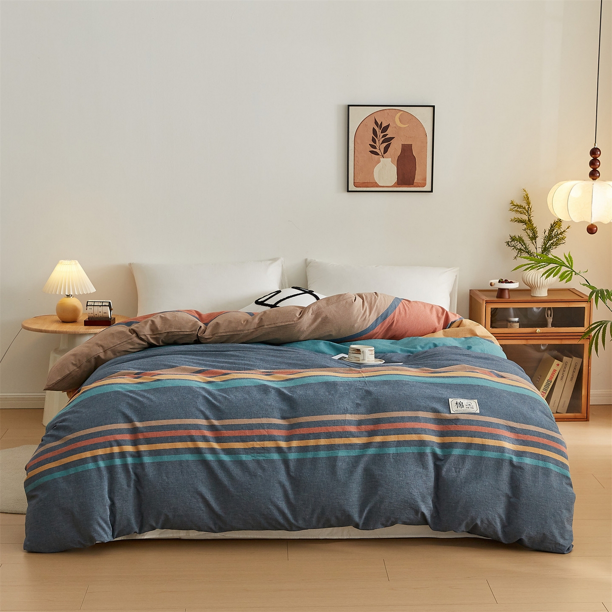 91家纺网 家纺一手货源 找家纺 凡心 2025新款可拆洗冬被被子被芯 兰陵彩条