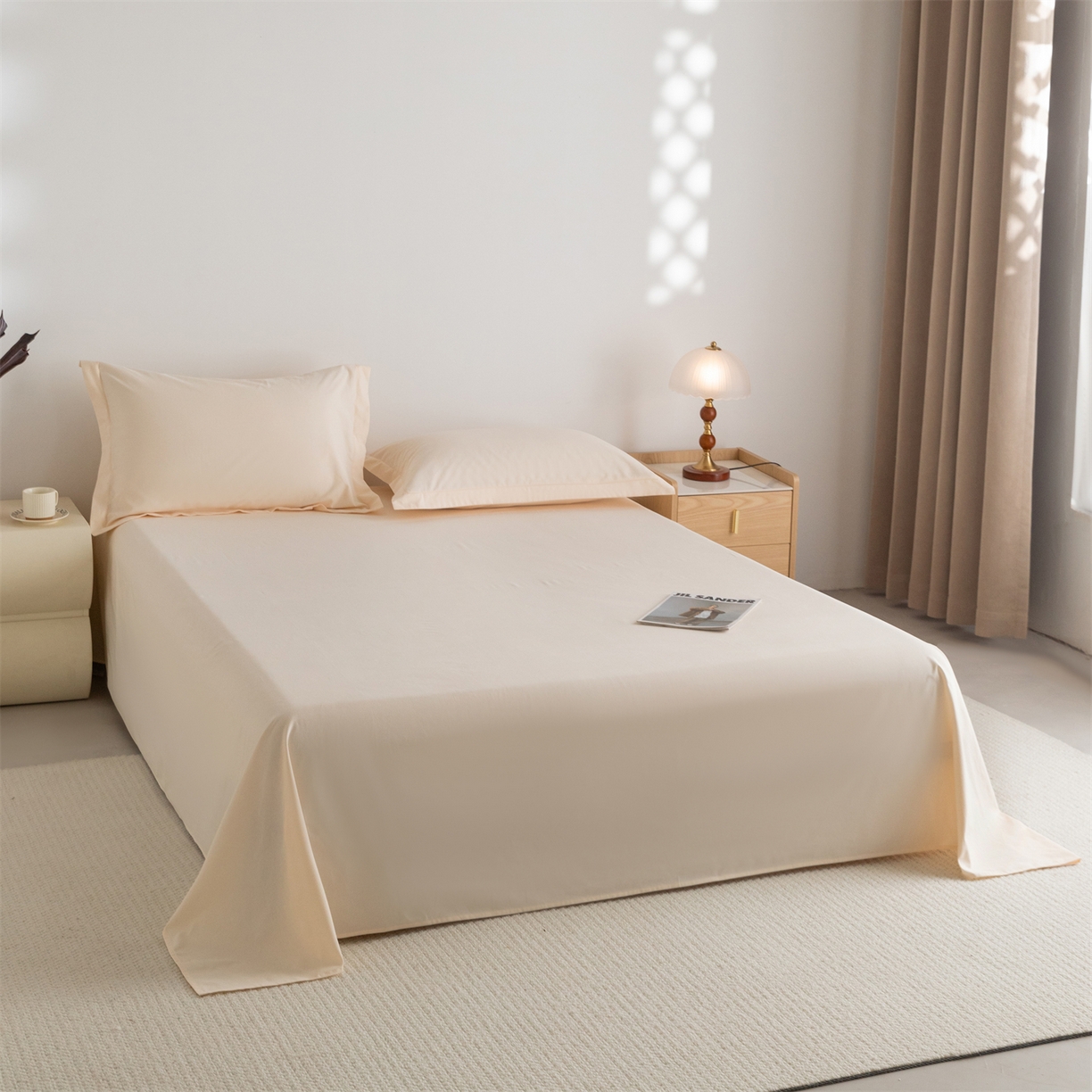 91家纺网 家纺一手货源 找家纺 宝时兰 2025新款加厚100%全棉高支高密长绒棉纯色磨毛床单纯棉单件床单-系列二【提供买家秀/可定制其他尺寸】 奶黄