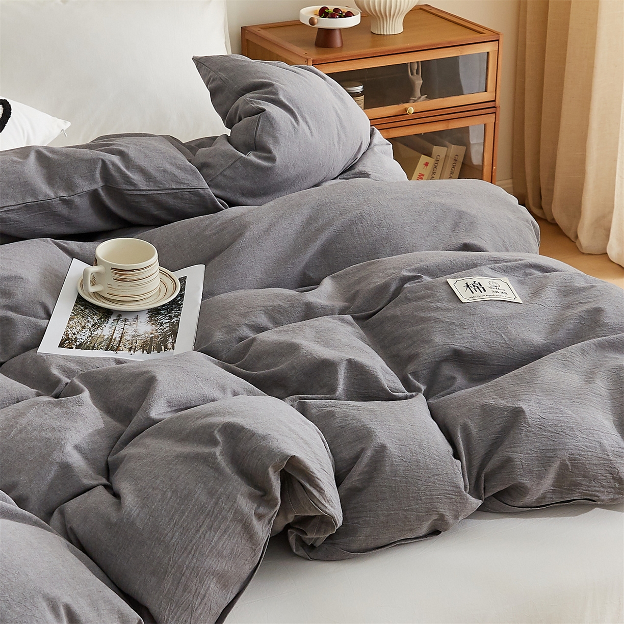 91家纺网 家纺一手货源 找家纺 凡心 2025新款可拆洗冬被被子被芯 雅致灰