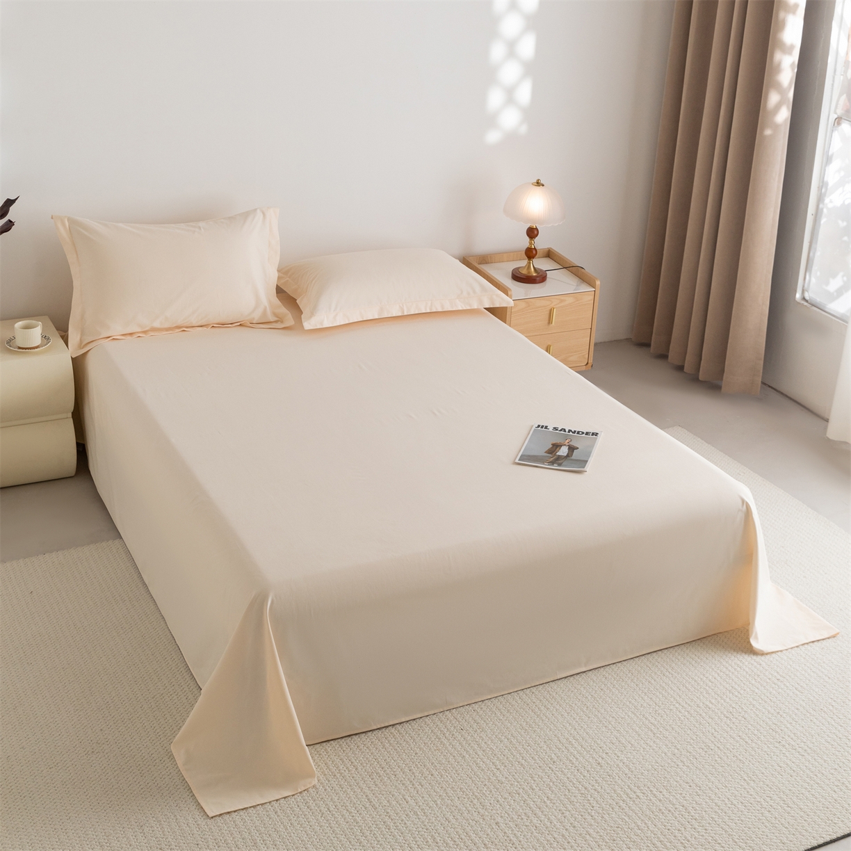 91家纺网 家纺一手货源 找家纺 宝时兰 2025新款加厚100%全棉高支高密长绒棉纯色磨毛床单纯棉单件床单-系列二【提供买家秀/可定制其他尺寸】 奶黄